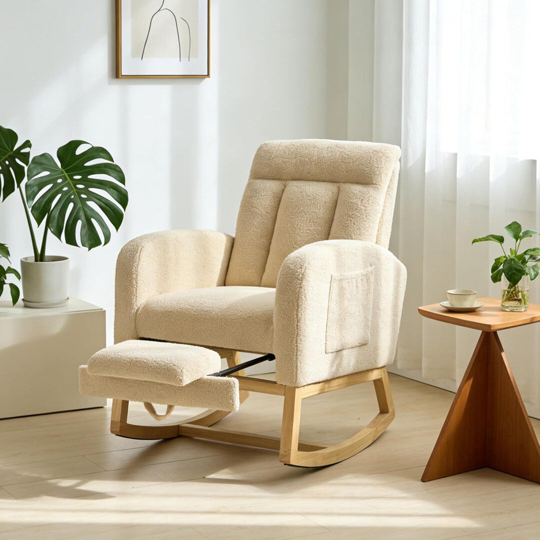 George Oliver Upholstered Lounge Chair Beige 102cm H X 66cm W X 93cm D