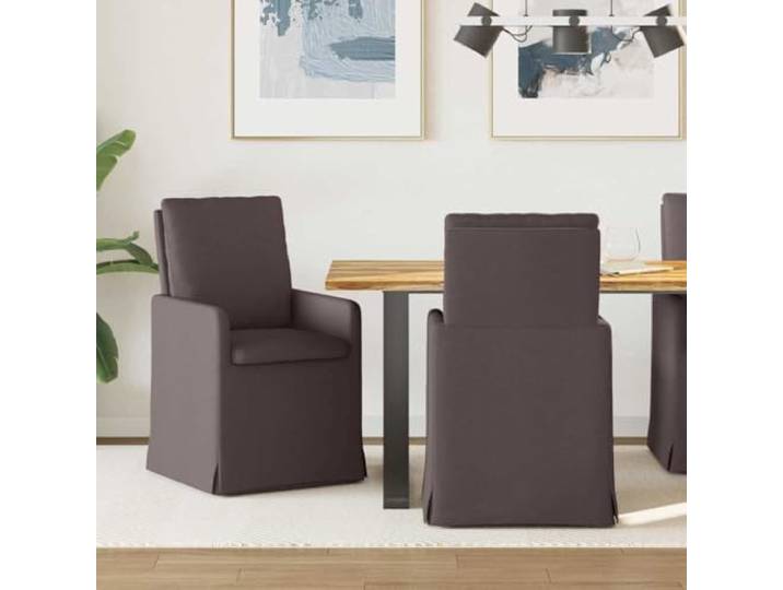 UYPTERF Esszimmerstühle 2 STK. Stoff Dunkelbraun 57 x 67 x 98 cm Stoffbezug Dunkelbraun, Metall- und Sperrholzrahmen, Rollen, ergonomische Schaumfüllung, moderne Ästhetik