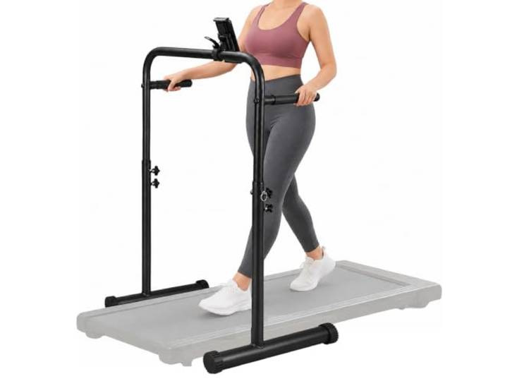 TYH 24,4-Zoll-laufbandständer, Dip-Barren-ständer, Laufband-bar-aufsatz Mit Becher, Verstellbarer Laufband-handlauf, Höhenverstellbar Von 38,58 Bis 47,24 Zoll, Sicherer Halt