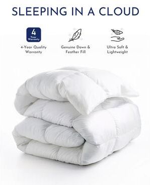Highland Feather All Season White Down and Feather Comforter Lightweight Duvet Insert with Corner Ties