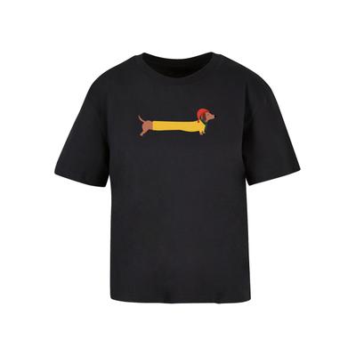 T-Shirt MERCHCODE "Merchcode Ladies Christmas Dog Tee", Damen, Gr. XS, schwarz, 100% Baumwolle, bedruckt, oversize, Rundhals, Shirts T-Shirt