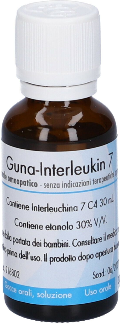 GUNA SpA Interleukin 7, Guna, Medicinale Omeopatico in Gocce Orali, 30 ml, Sistema Immunitario