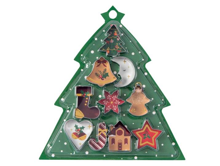 Ausstechformen für Weihnachtsplätzchen aus Stahl, silber, 10er Set