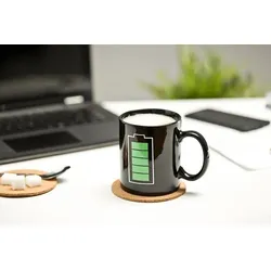 Gadget Master Farbwechselnde Tasse BATTERY, 330 ml, Keramik, zeigt Batterieanzeige, Handwäsche