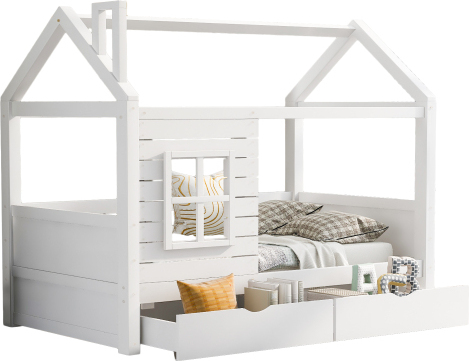 Hausbett 90x200cm Kinderbett Jugendbett Ohne Matratze Mit Rausfallschutz Vielseitiges Holz Kinderbett Fuer Jungen Maedchen Massivholz Weiss