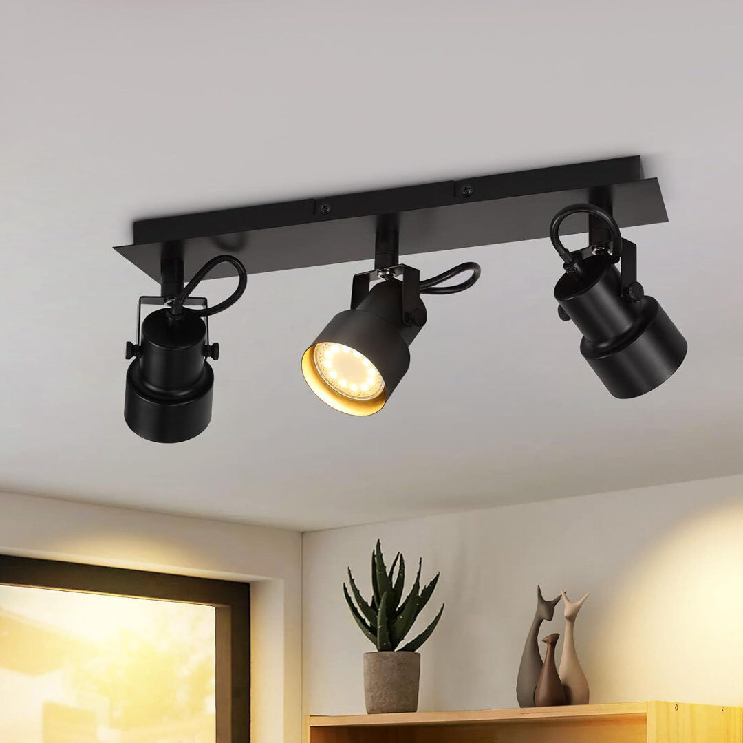 Metro Ceiling spotlight flame ceiling spot black - vintage swivel ceiling lamp GU10 350° spotlight industrial ceiling light spots kitchen lamp for living ro Stainless Steel 10 cm H x 42 cm W x 7 cm D
