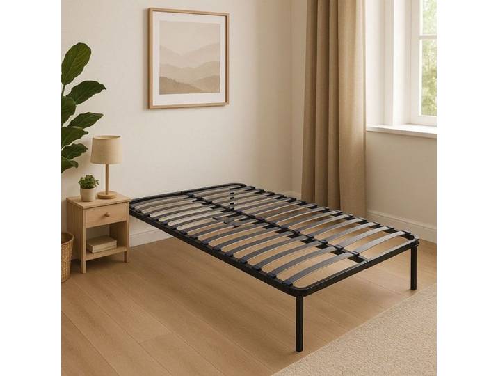 Cadre à lattes renforcé pour matelas 120x190 cm - noir