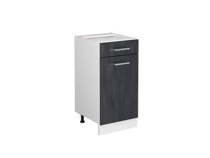 Vicco Küchenunterschrank R-Line, Schwarz Beton, 40 cm 1 Schublade · Ohne Arbeitsplatte · Höhenverst. Füße · Leichter Zugriff · Frei kombinierbar