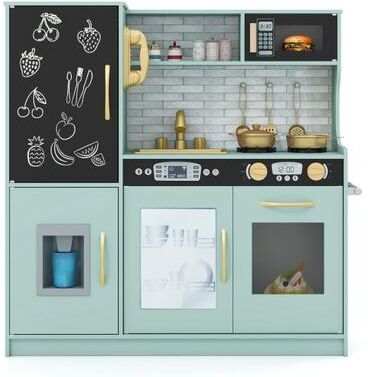 Costway Toddler Pretend Play Kitchen for Boys and Girls 3-6 Years Old-Green
