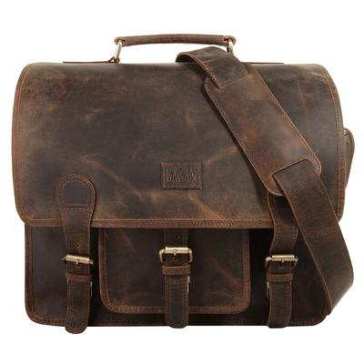 Aktentasche BAGAN "BAGAN Herren, Damen echt Leder", Gr. B/H/T: 35cm x 32cm x 10cm onesize, braun, Leder, Taschen, echt Leder
