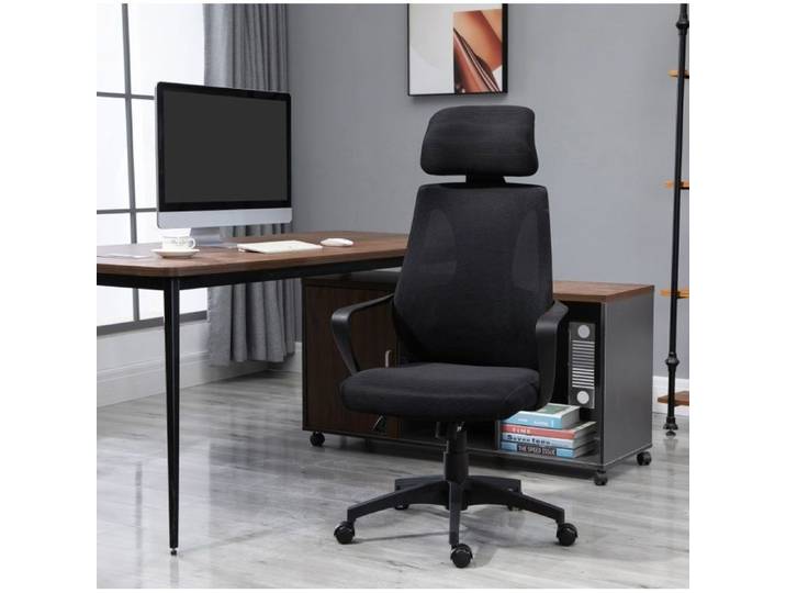 Chaise de bureau VUENOR 64 x 55 x 126 cm noire – réglable fonction bascule