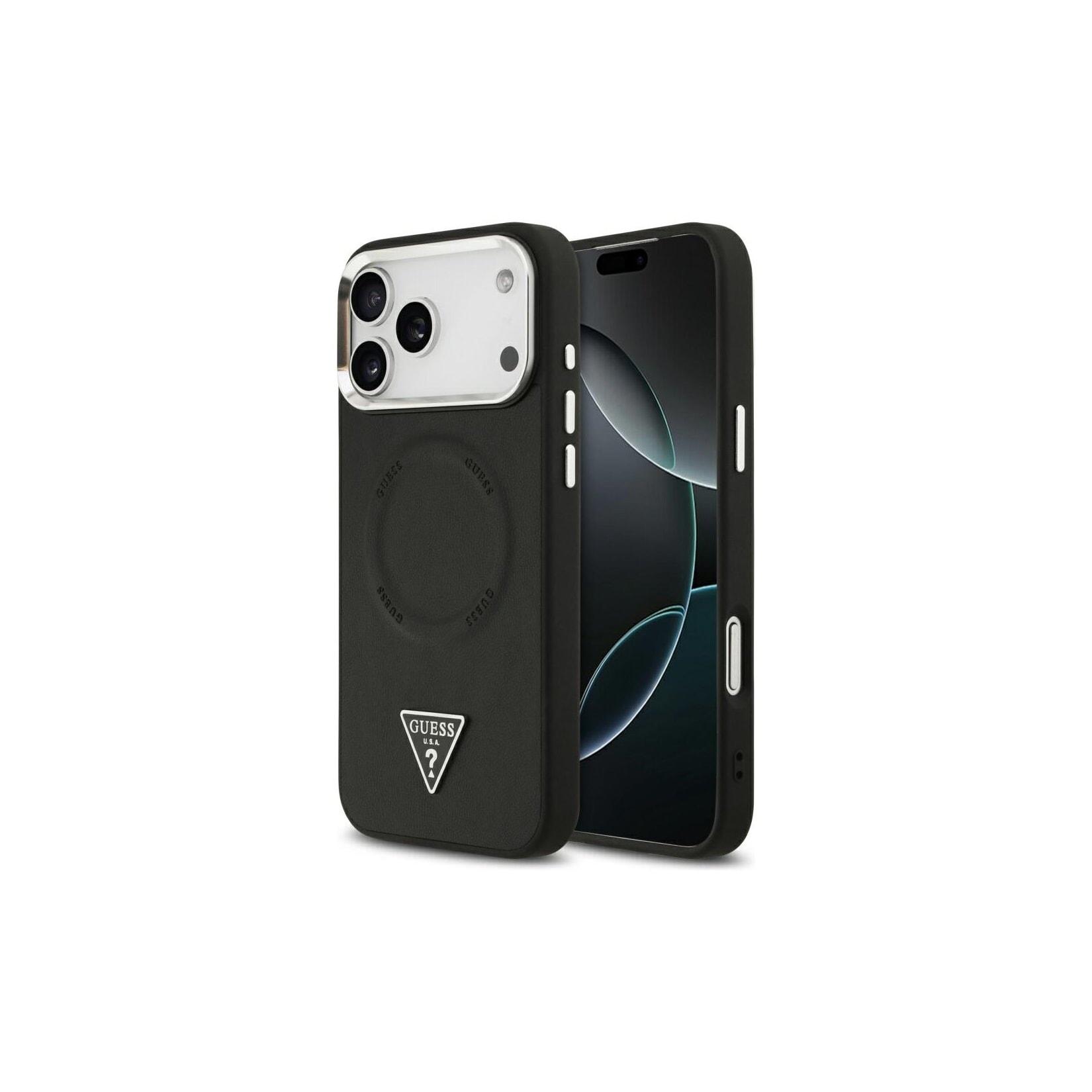 Guess Triangle Logo magnetisch Hülle iPhone 17 Pro Schwarz