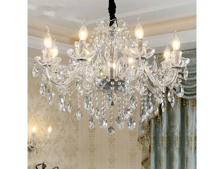 Lustre en cristal moderne argent clair K9 lustre en cristal clair suspendus luminaire décoration de mariage suspension lampe