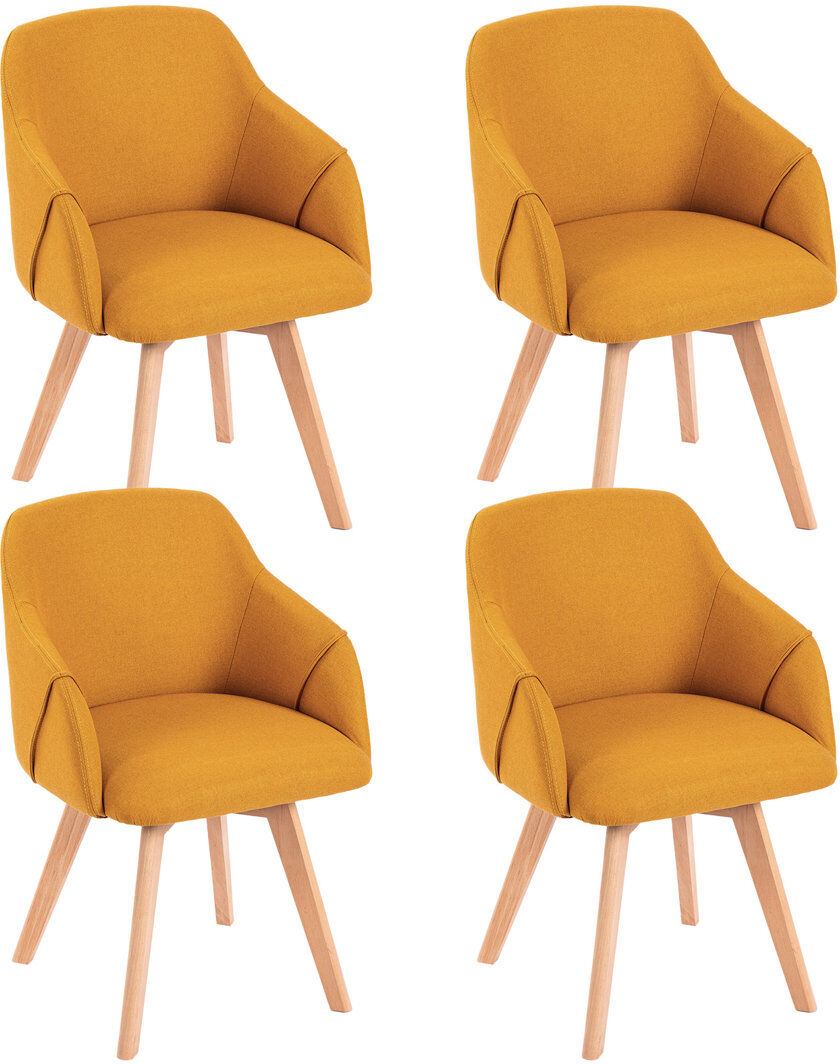 Corrigan Studio Swivel Linen Modern Upholstered Back Dining & Side Chair Yellow 84cm H X 54.6cm W X 56cm D