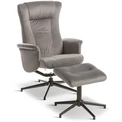 Sessel mit Hocker Meran Stoff Grau