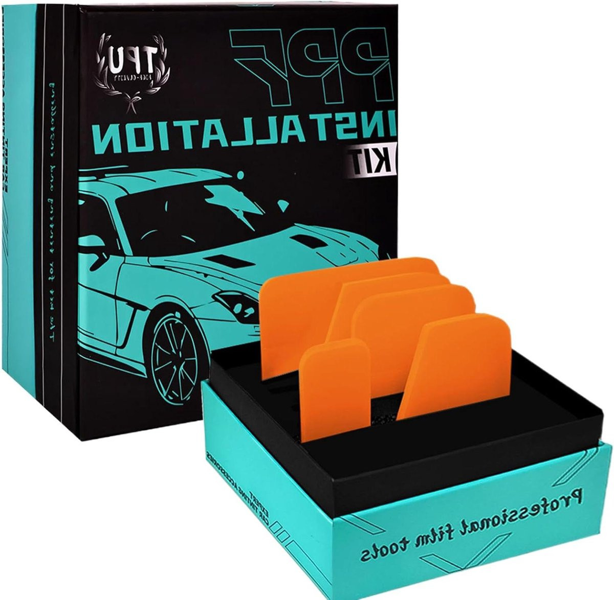 5-delige Raamfolie Rakel Set met Detailing Schraper voor Auto Wrapping - Oranje