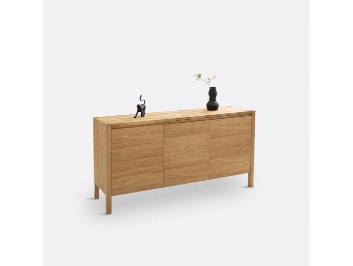 LA REDOUTE Buffet 3 portes, en chêne et plaqué chêne, ADÉLITA Beige Chêne