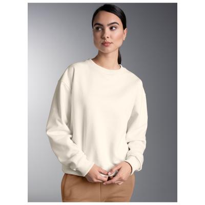 Sweatshirt TRIGEMA "TRIGEMA Basic Sweatshirt mit weicher Innenseite", Damen, Gr. S, weiß (natur), Sweatware, 70% Baumwolle, 30% Polyester, Basic, Rundhals, Sweatshirts Sweatshirt