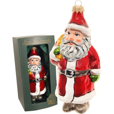 Christbaumschmuck KREBS GLAS LAUSCHA "Weihnachtsmann Porzellan-Stil", rot, B:7cm H:16cm T:7cm Ø:16cm, Glas, Weihnachtsbaumschmuck, Glas, 1 Stück