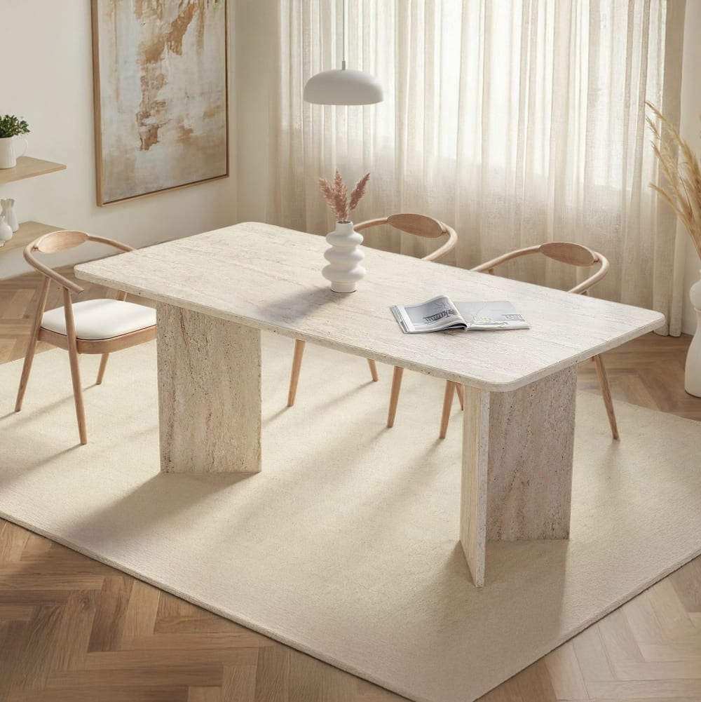 Habitat & Jardin Table repas en bois beige 180 x 90 x 75 cm Beige 180x75x90cm