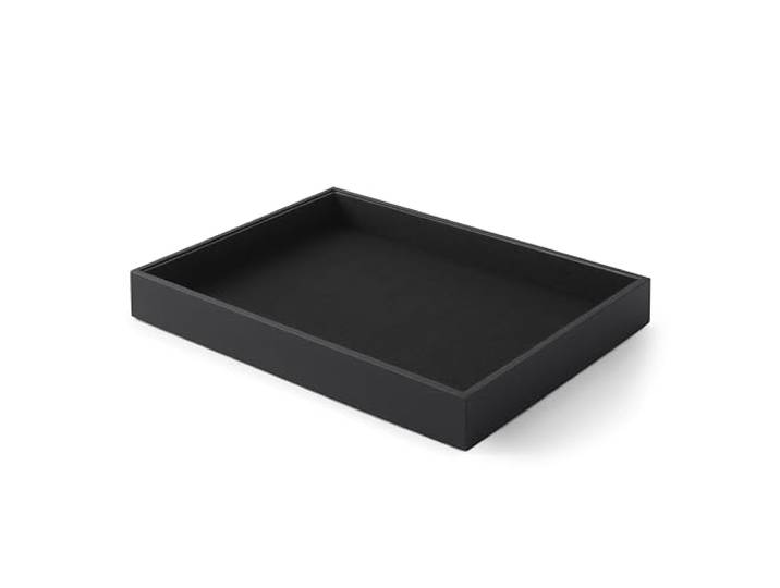 Eglooh - Minerva - Deko Tablett Rechteckig Leder Schwarz - Tray, Dekotablett, Serviertablett Ideal für Konferenzräume - cm 32 x 24,2 x H.4 - Made in Italy