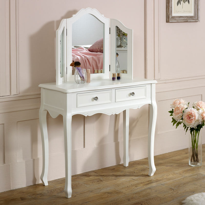 Lily Manor Armstrong Dressing Table with Mirror and Storage Included White 80cm H X 90cm W X 40cm D