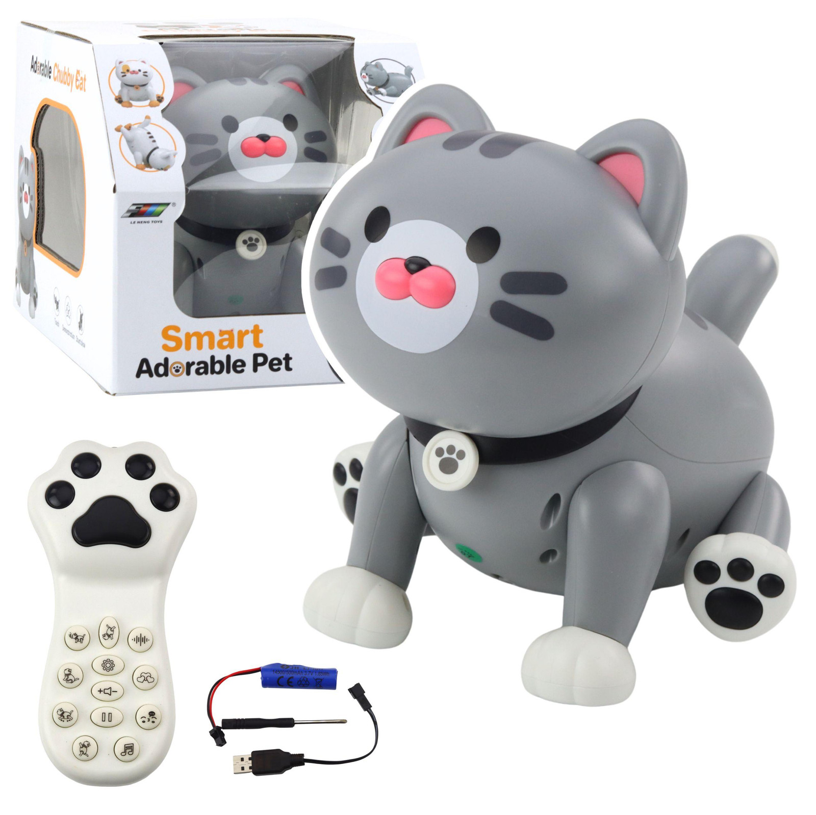 Lean Toys Interactieve Robot Kitten Grijs - Op afstand bestuurbare RC-kitten
