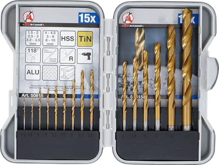 BGS Diy 50815 HSS-spiraalborenset titanium gecoat 1,5 - 10 mm 15-dlg