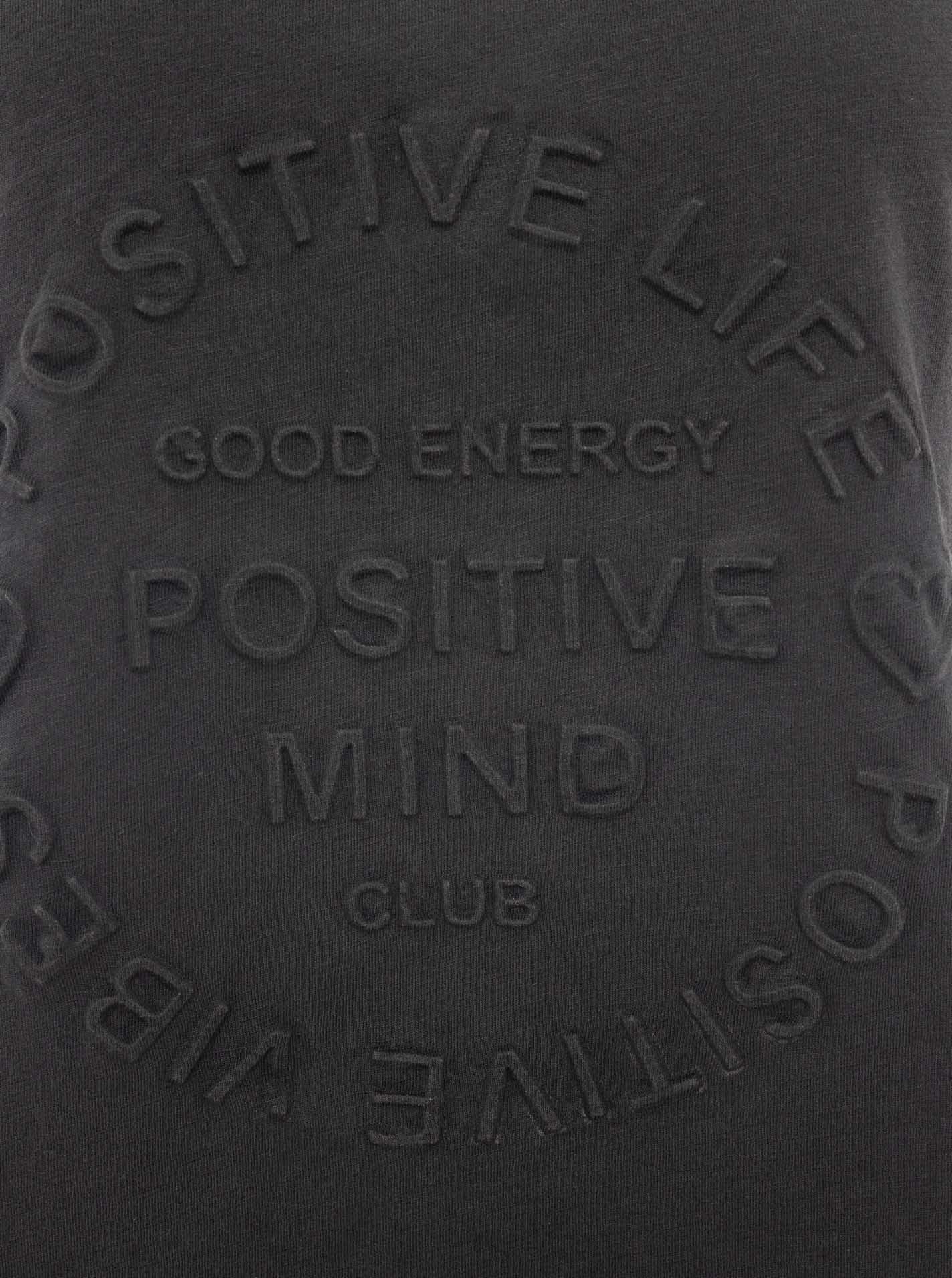 Kurzarmshirt ZWILLINGSHERZ "Positive Mind Neonkante", Damen, Gr. S/M, schwarz, Jersey, Obermaterial: 100% Baumwolle, unifarben, bequem hüftbedeckend, V-Ausschnitt, leicht ausgefranste Kante, Shirts Kurzarmshirt, ausgefranste Kanten, V-Ausschnitt mit Neonk