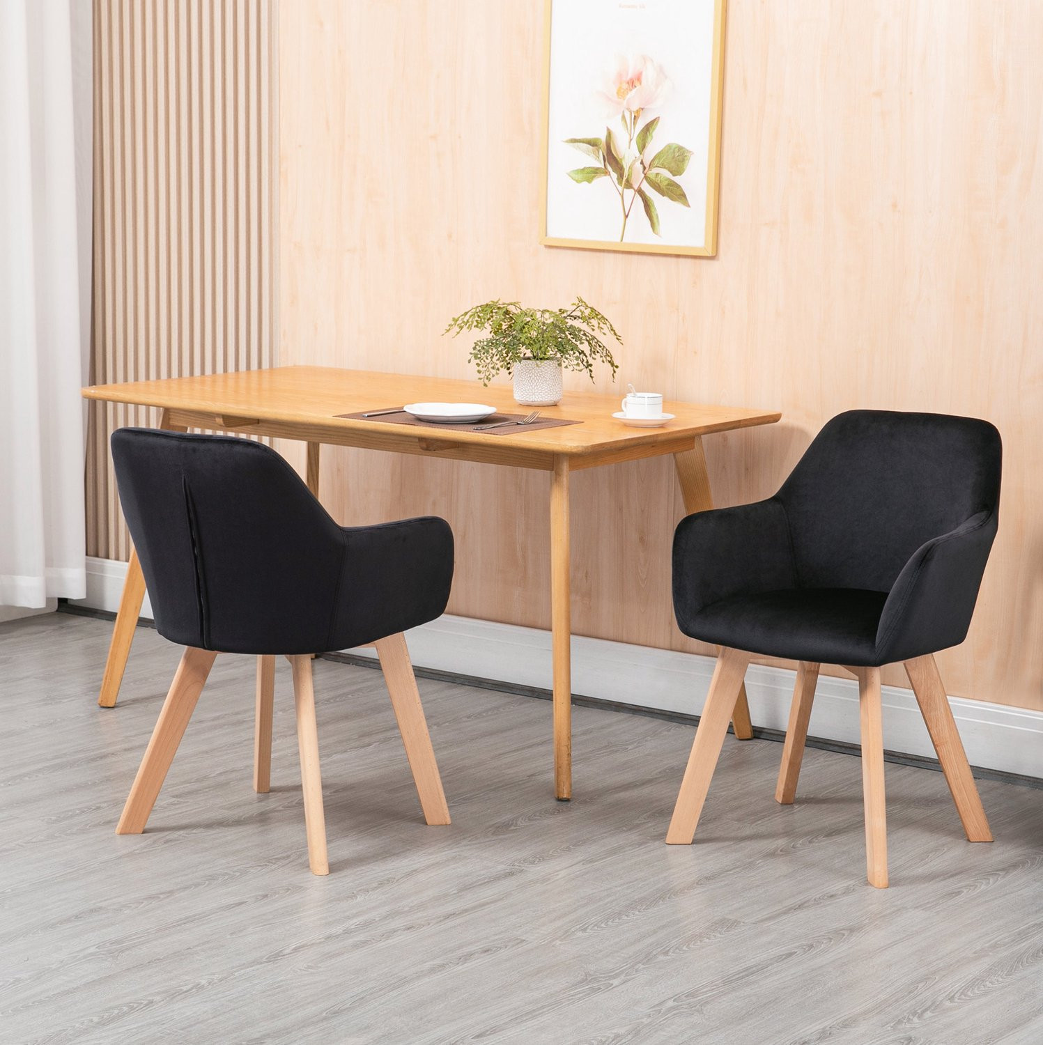 CHICFURN Eetkamerstoel met armleuningen - Ergonomisch - Zwart