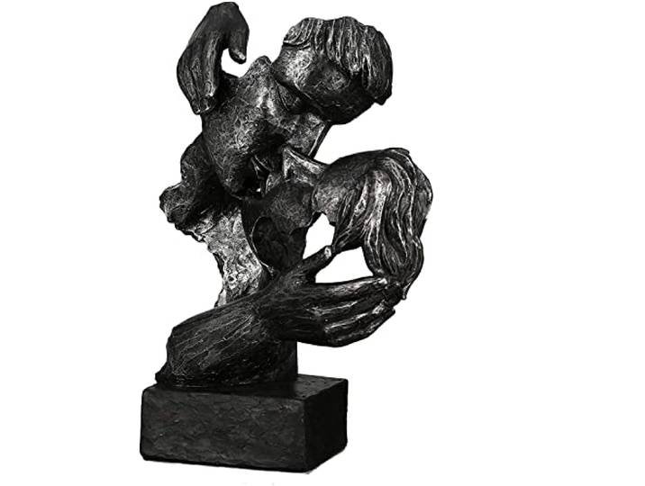 Casablanca Sculptuur Figuur - Paar Kus - Addiction antiek-zilverkleuren - Hoogte 28 cm