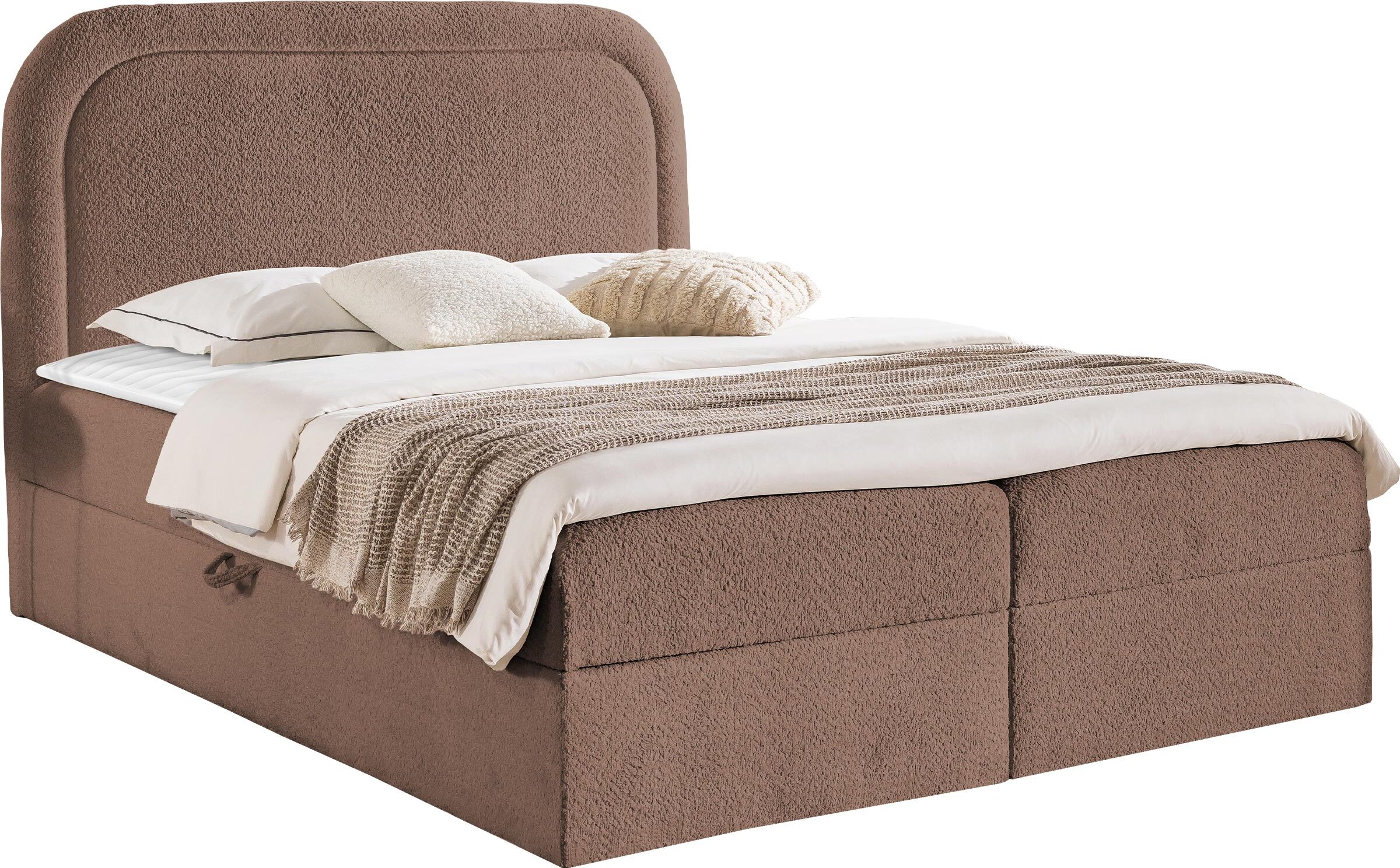 MIRJAN24 Boxspringbett Bonito mit zwei Bettkästen, gepolsterte Kopfteil, Doppelbett, Schlafzimmer (Farbe: Coral 45, Größe: 120x200 cm)