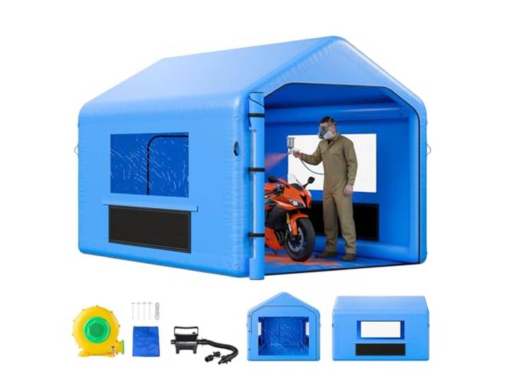 VEVOR Cabine de Peinture Gonflable 4x3x2\,8 m\, Tente de Pulvérisation pour Voiture avec Ventilateur 550 W et Système de Filtration d'air\, Station de Travail pour Pose de Peinture pour Garage Atelier
