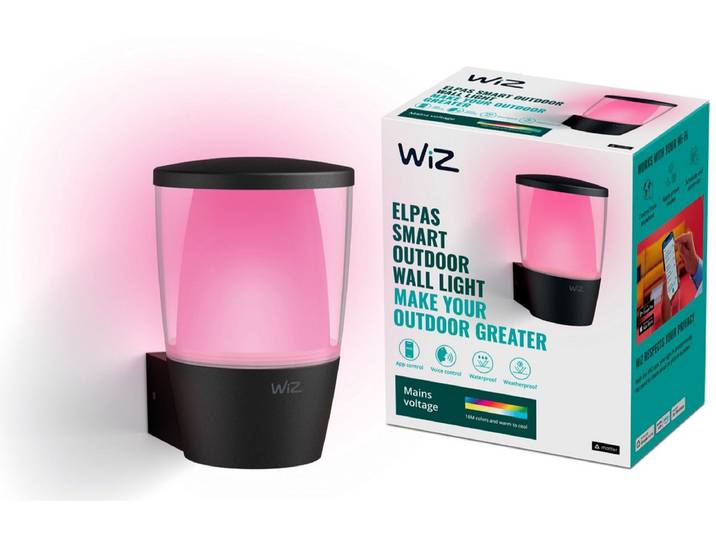 WiZ Buitenlamp - Elpas Wandlamp - Gekleurd en Wit Licht - Slimme LED Verlichting - 230V - Zwart