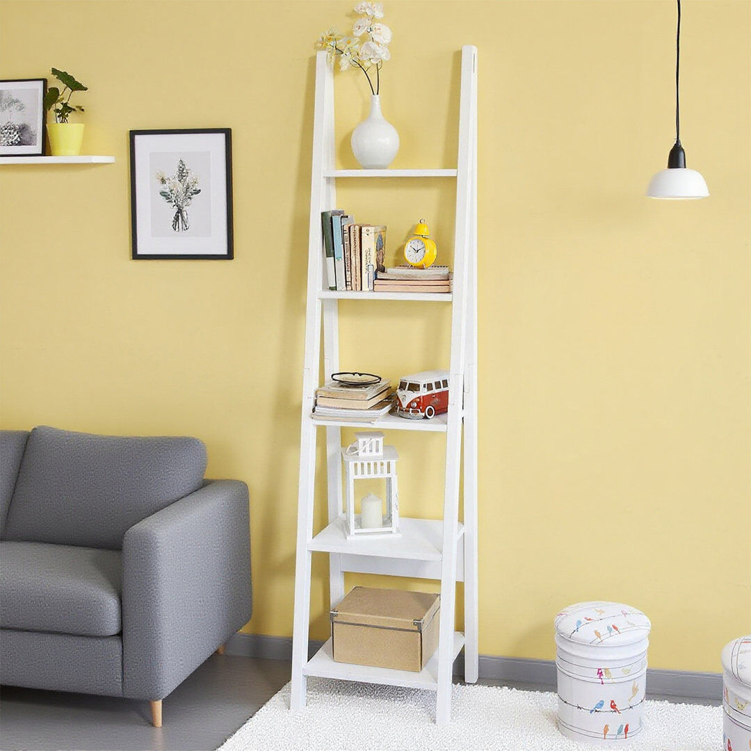 Hashtag Home Brinley 180 cm H x 44 cm W Ladder Bookcase White 180cm H X 44cm W X 39cm D