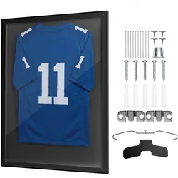VEVOR Trikotrahmen 70 x 90 cm, Holz-Trikot-Bildrahmen mit PC-Platte und 98 % UV-Schutz, Objektrahmen mit Aufhänger, Trikotvitrine für Baseball-, Basketball-, Football- und Hockeytrikots, Schwarz