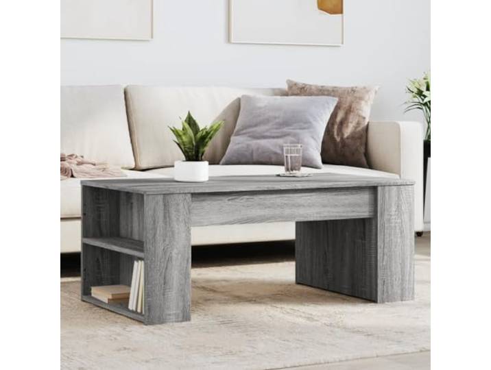HEFZGDB Grauer Couchtisch Sonoma 102x55x42 cm aus Holzwerkstoff mit Stauraum und robuster Tischplatte, langlebiges Wohnzimmermöbel für Stil und Eleganz, Beistelltisch mit glatter