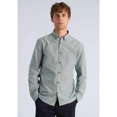 Businesshemd LINDBERGH "Business-Casual-Hemd (Langarm) Relaxed Fit", Herren, Gr. L, Normalgrößen, grün, Obermaterial: 100% Baumwolle, Hemden