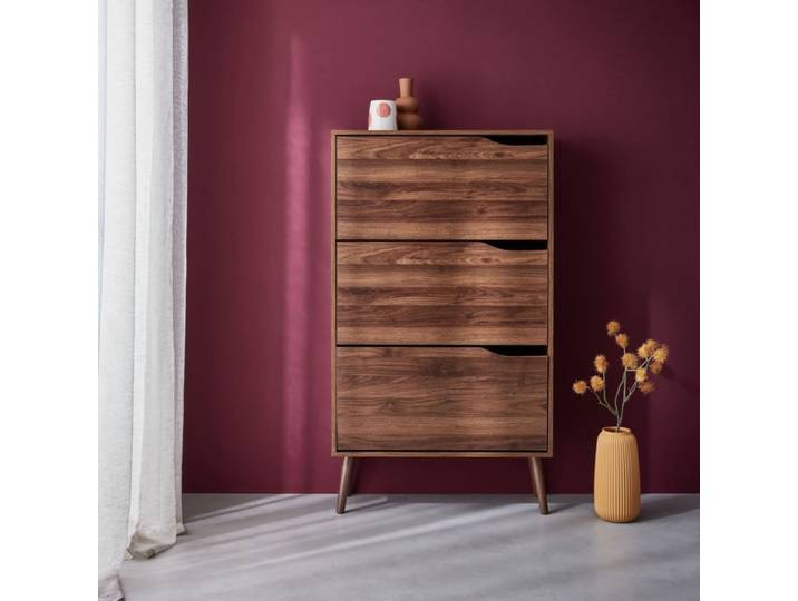 Meuble à chaussures scandinave décor noyer