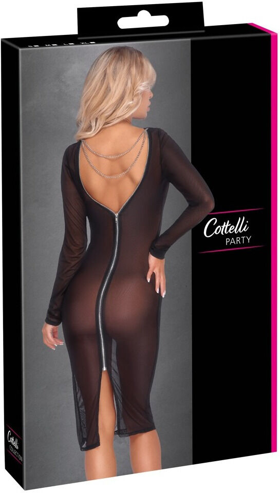 Cottelli PARTY Robe mi-longue transparente avec chaînes argentées