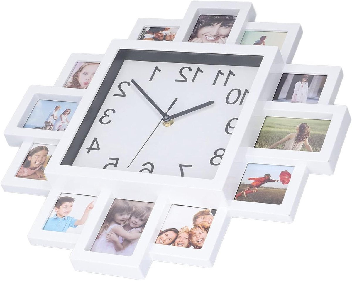Fotolijst Wandklok voor Woonkamer Decoratie met Meerdere Foto's - 39 cm