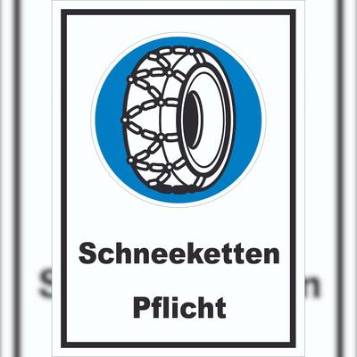 HB-Druck Schneekettenpflicht Schild A2 Rückseite selbstklebend