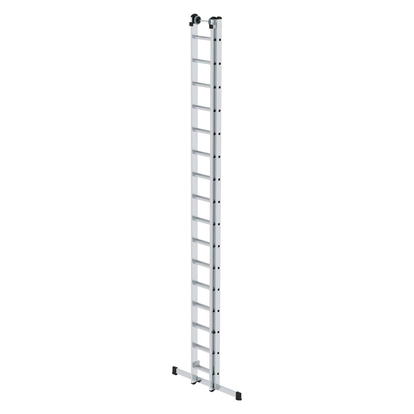 Munk Sprossen-Schiebeleiter 2-teilig mit Standard-Traverse 2x16 Sprossen (Regalleiter, 300 cm) (020816)