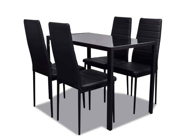 SALE 2026 Ensemble de bistro/salon (Table de cuisine + chaise) Noir - Ensemble de table pour salle à manger cinq pièces noir 34.15