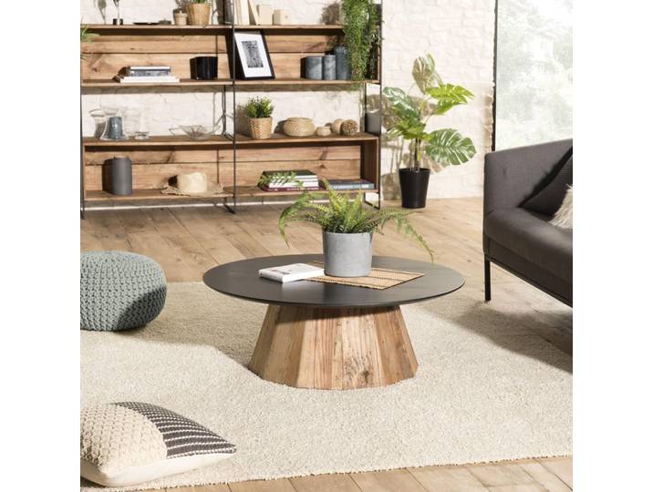 DANDY - Table basse ronde bois Pin recyclé DANDY
