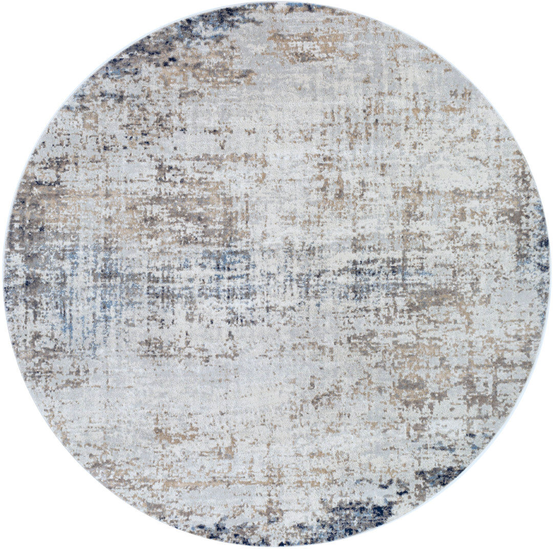 Mistana Copenhaver Power Loom Rug Ivory;Blue;Gray Round 160 cm