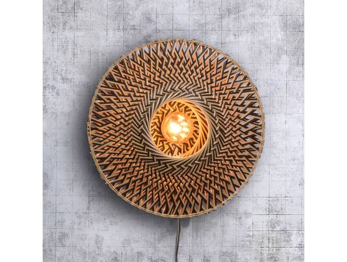 Good & Mojo Wandlampe Bali, Holz hell, für Wohn- / Esszimmer, Bambus, Design, Wandleuchte, Wandlampe Innen