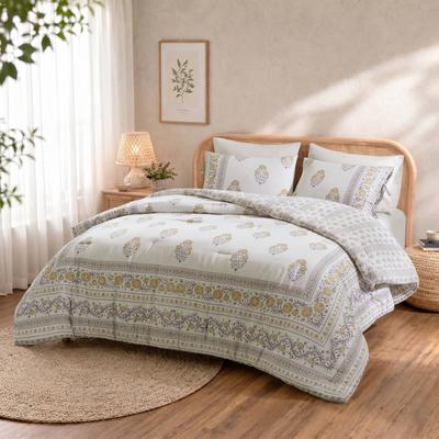 Kodotan sofa 3 PCS King/Cal King Comforter Set, Blush/Gold