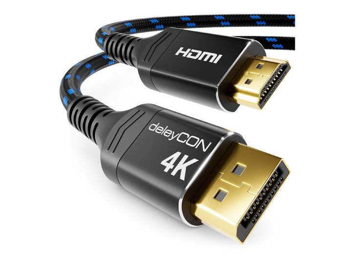 deleyCON deleyCON 0,5m 4K DisplayPort auf HDMI Kabel mit Aluminium Stecker PC Video-Kabel