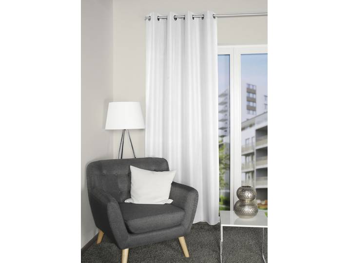 Vorhang HOME BASICS ATLANTIK Gr. 1, weiß, B:140cm H:235cm, Polyester, Gardinen, Vorhang, Ösenschal Uni ATLANTIK